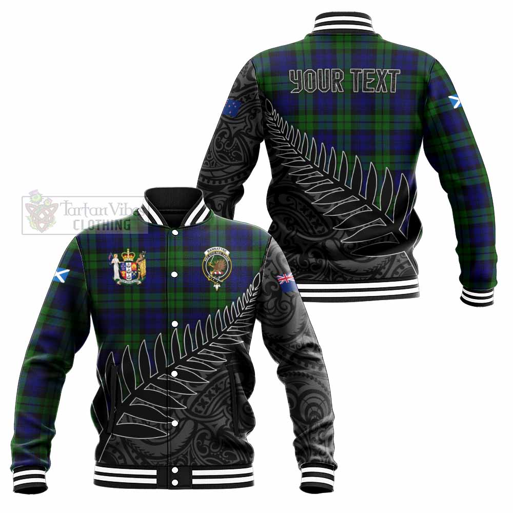 Tartan Vibes Clothing Bannatyne Crest Tartan Baseball Jacket with New Zealand Silver Fern Half Style