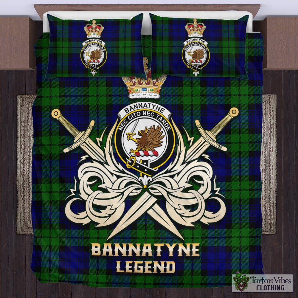 Tartan Vibes Clothing Bannatyne Tartan Bedding Set with Clan Crest and the Golden Sword of Courageous Legacy