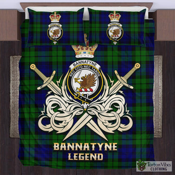 Tartan Vibes Clothing Bannatyne Tartan Bedding Set with Clan Crest and the Golden Sword of Courageous Legacy