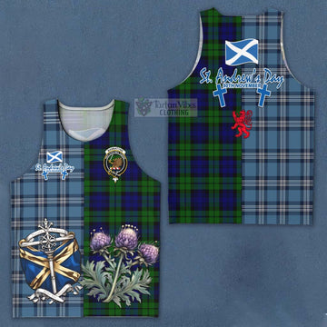 Tartan Vibes Clothing Bannatyne Tartan Men's Tank Top Happy St. Andrew's Day Half Tartan Style