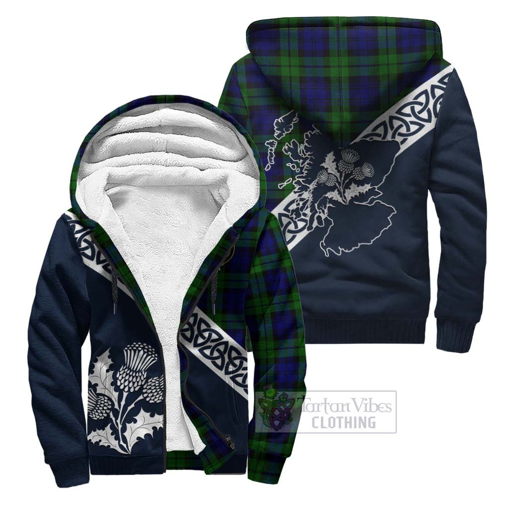 Tartan Vibes Clothing Bannatyne Tartan Sherpa Hoodie Featuring Thistle and Scotland Map