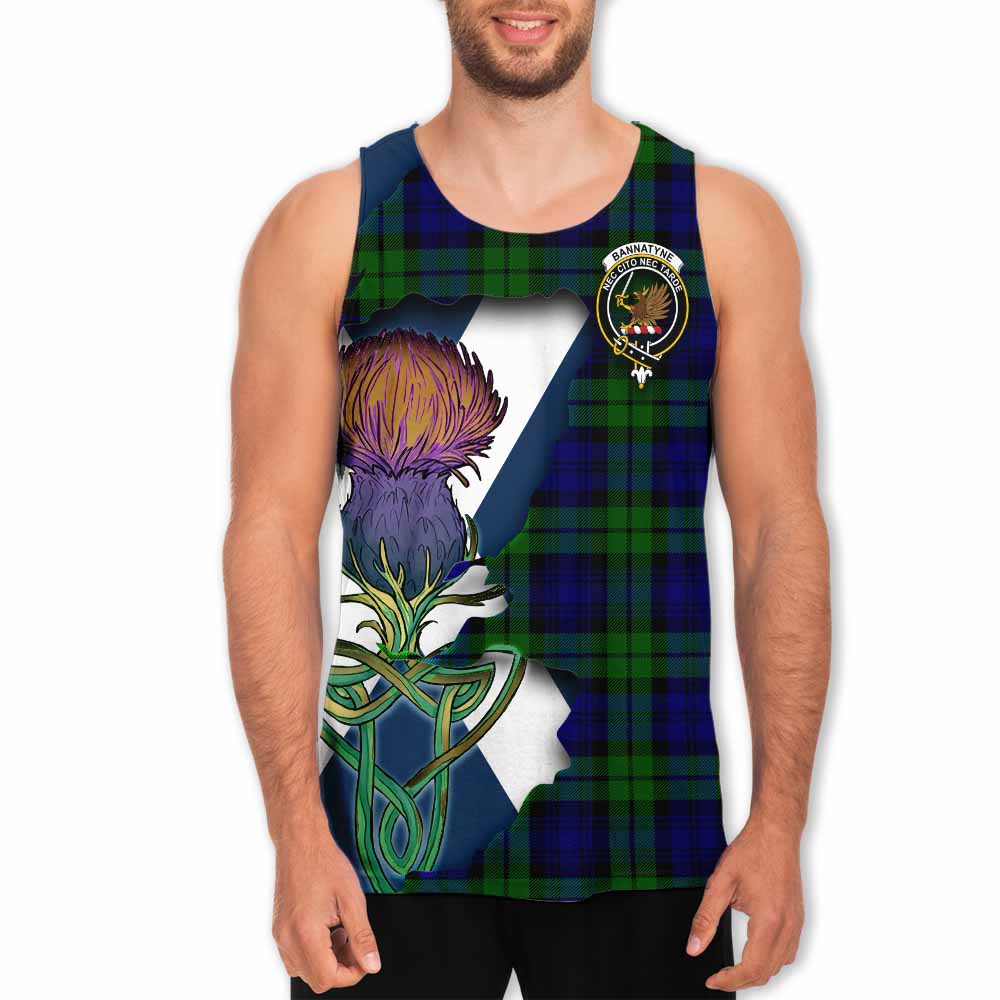 Tartan Vibes Clothing Bannatyne Tartan Family Crest Men's Tank Top Scottish Thistle Celtic Inspired