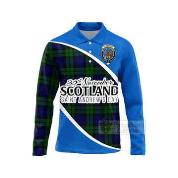 Tartan Vibes Clothing Bannatyne Family Crest Tartan Long Sleeve Polo Shirt Celebrate Saint Andrew's Day in Style