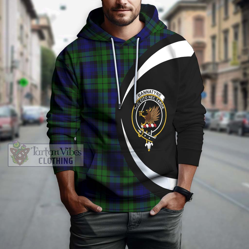 Tartan Vibes Clothing Bannatyne Tartan Hoodie with Family Crest Circle Style