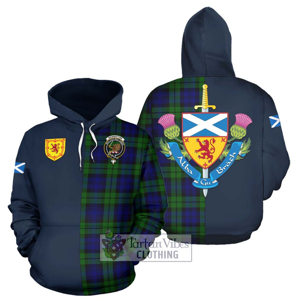 Tartan Vibes Clothing Bannatyne Tartan Hoodie with Scottish Lion Royal Arm Half Style