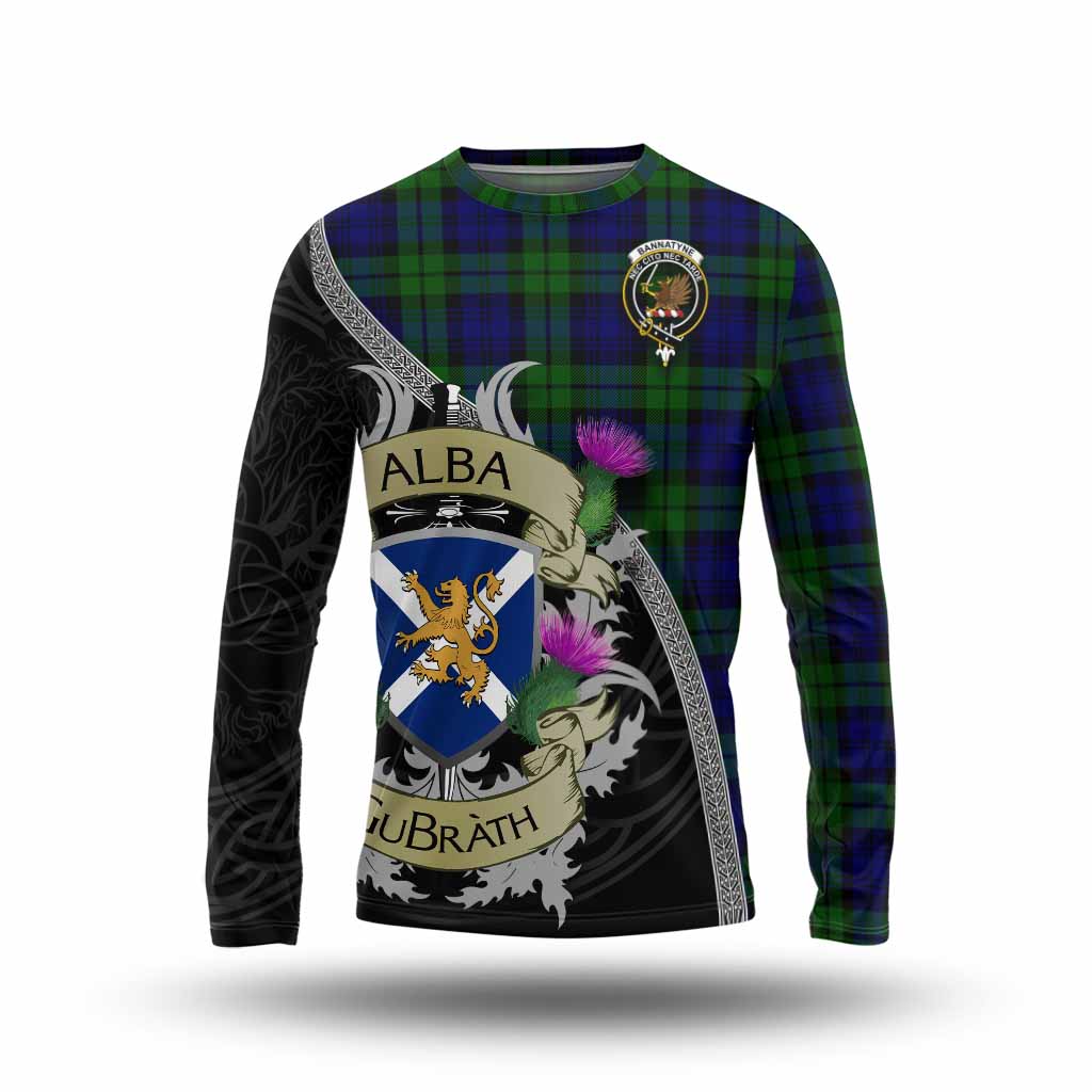 Tartan Vibes Clothing Bannatyne Tartan Family Crest Long Sleeve T-Shirt Lion Rampant Royal Thistle Shield Celtic Inspired