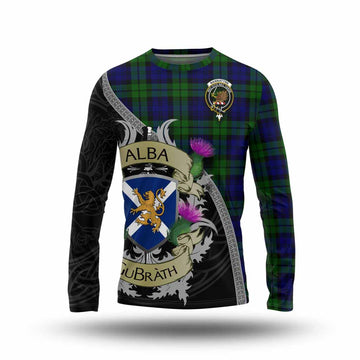 Tartan Vibes Clothing Bannatyne Tartan Family Crest Long Sleeve T-Shirt Lion Rampant Royal Thistle Shield Celtic Inspired