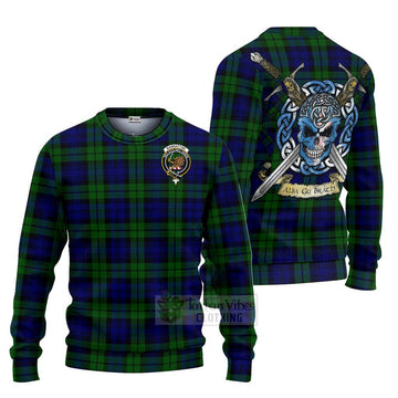 Tartan Vibes Clothing Bannatyne Tartan Knitted Sweater with Family Crest Celtic Skull Style