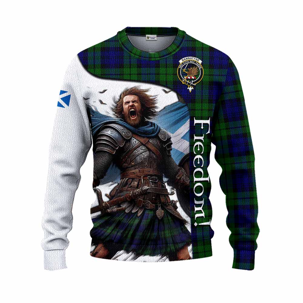 Tartan Vibes Clothing Bannatyne Crest Tartan Knitted Sweater Inspired by the Freedom of Scottish Warrior