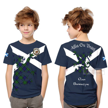 Tartan Vibes Clothing Bannatyne Tartan Lion Rampant Kid T-Shirt – Proudly Display Your Heritage with Alba Gu Brath and Clan Name