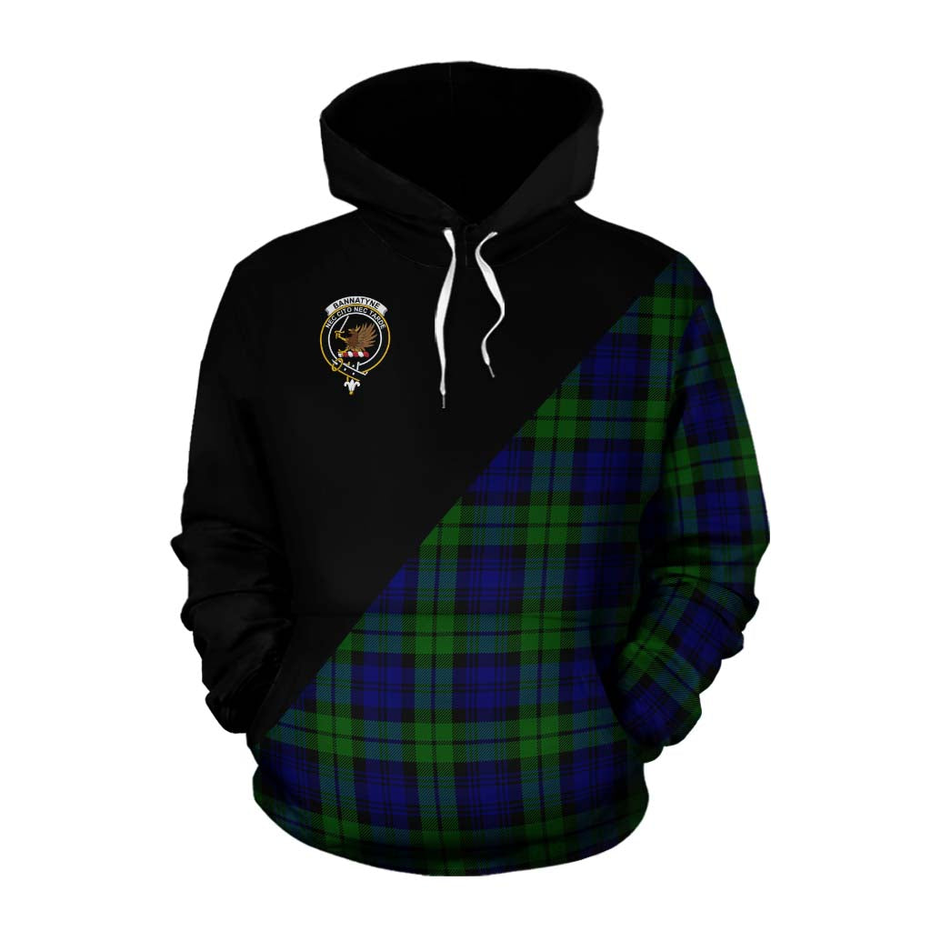 Tartan Vibes Clothing Bannatyne Tartan Cotton Hoodie with Family Crest and Military Logo Style