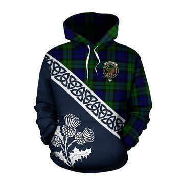 Tartan Vibes Clothing Bannatyne Tartan Cotton Hoodie Featuring Thistle and Scotland Map