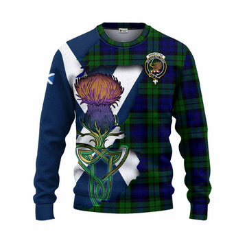 Tartan Vibes Clothing Bannatyne Tartan Family Crest Knitted Sweater Scottish Thistle Celtic Inspired