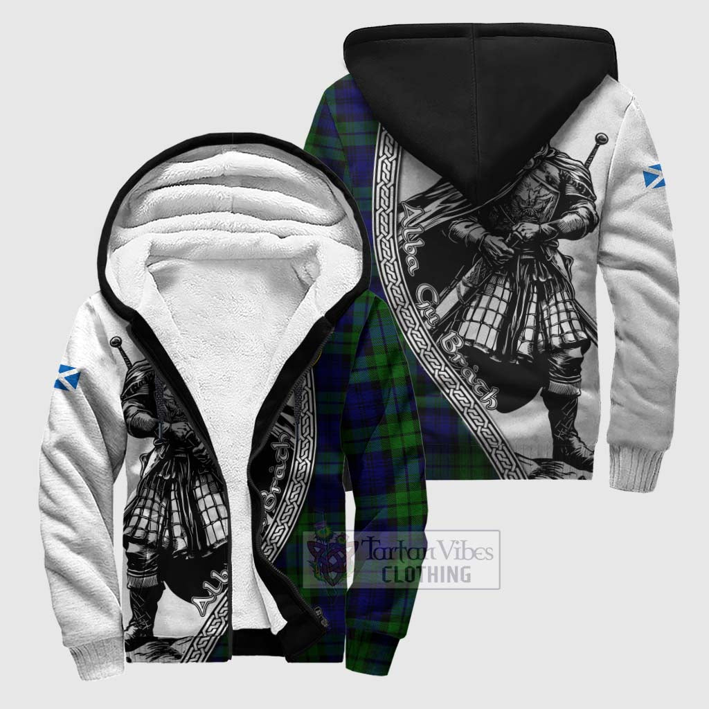 Tartan Vibes Clothing Bannatyne Tartan Clan Crest Sherpa Hoodie with Highlander Warrior Celtic Style