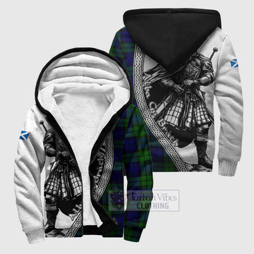 Tartan Vibes Clothing Bannatyne Tartan Clan Crest Sherpa Hoodie with Highlander Warrior Celtic Style