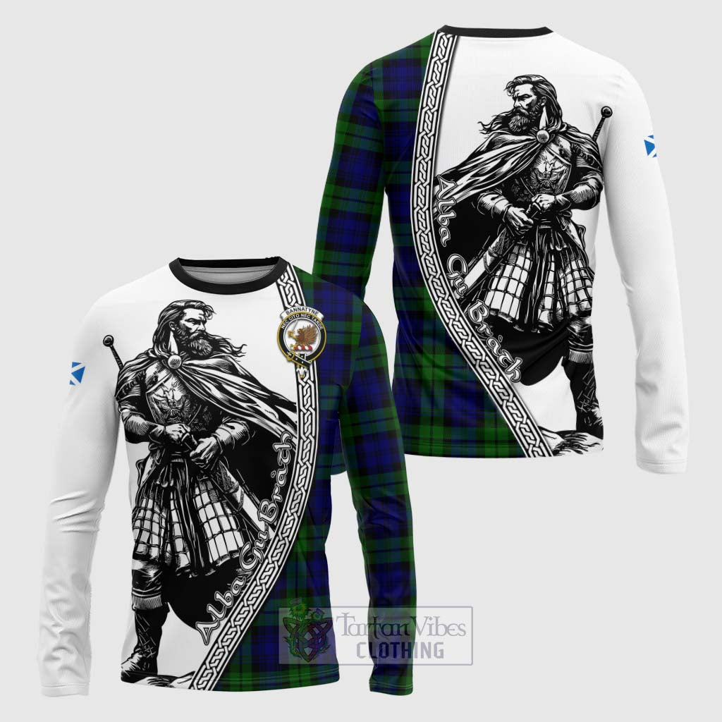 Tartan Vibes Clothing Bannatyne Tartan Clan Crest Long Sleeve T-Shirt with Highlander Warrior Celtic Style