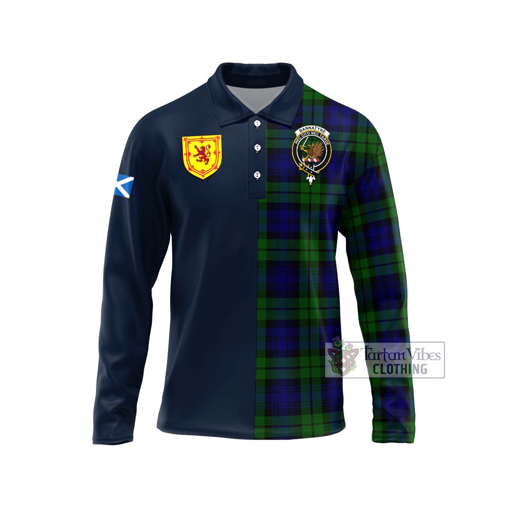 Tartan Vibes Clothing Bannatyne Tartan Long Sleeve Polo Shirt with Scottish Lion Royal Arm Half Style