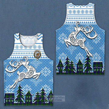 Tartan Vibes Clothing Bannatyne Clan Christmas Men's Tank Top Celtic Reindeer Style