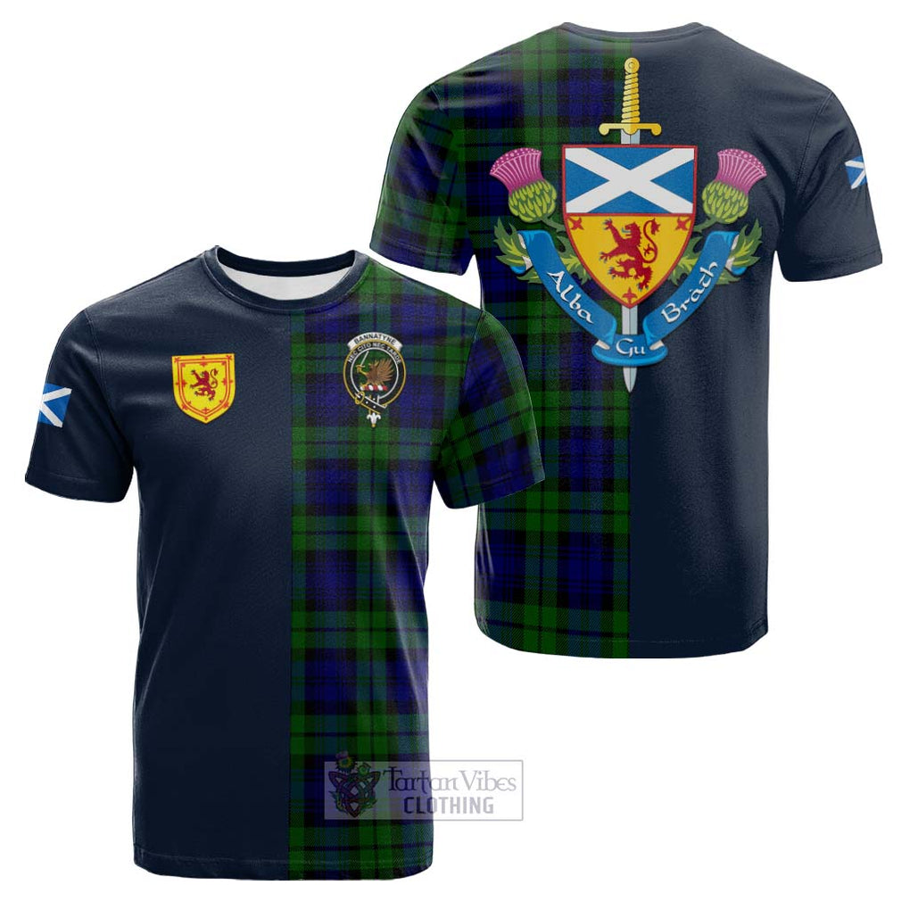 Tartan Vibes Clothing Bannatyne Tartan Cotton T-shirt with Scottish Lion Royal Arm Half Style