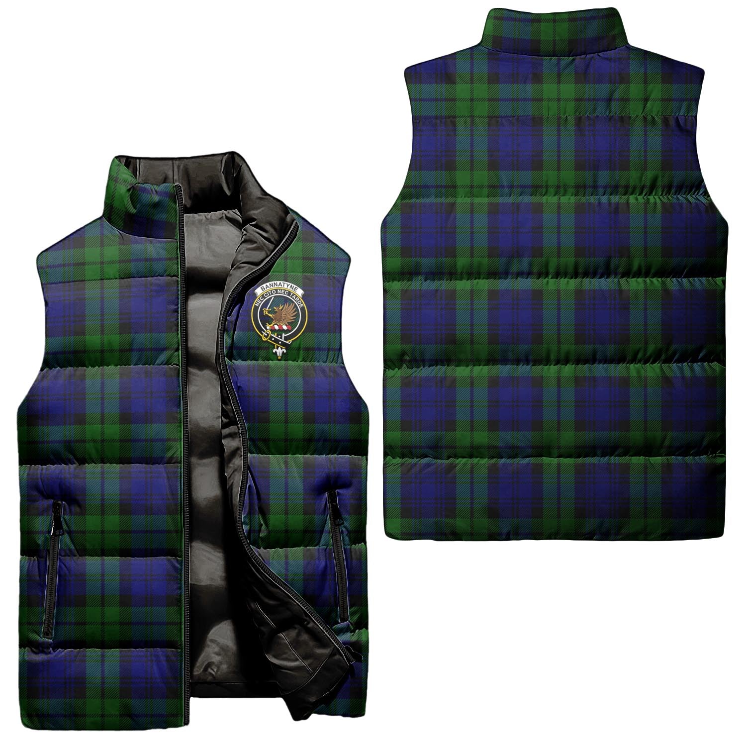 Bannatyne Tartan Sleeveless Puffer Jacket with Family Crest Unisex - Tartanvibesclothing