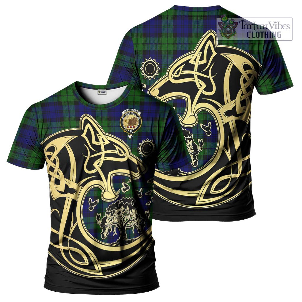 Bannatyne Tartan T-Shirt with Family Crest Celtic Wolf Style Kid's Shirt - Tartan Vibes Clothing