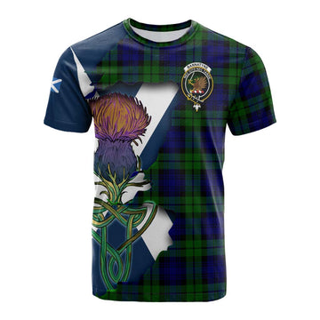 Tartan Vibes Clothing Bannatyne Tartan Family Crest Cotton T-shirt Scottish Thistle Celtic Inspired