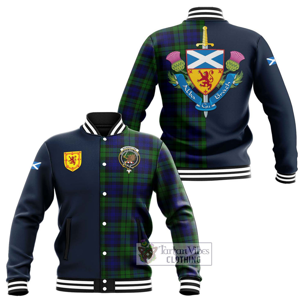 Tartan Vibes Clothing Bannatyne Tartan Baseball Jacket with Scottish Lion Royal Arm Half Style