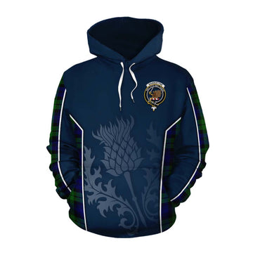 Tartan Vibes Clothing Bannatyne Tartan Cotton Hoodie with Family Crest and Scottish Thistle Vibes Sport Style