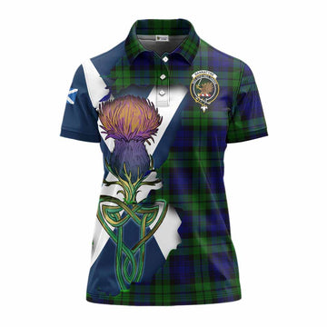 Tartan Vibes Clothing Bannatyne Tartan Family Crest Women's Polo Shirt Scottish Thistle Celtic Inspired