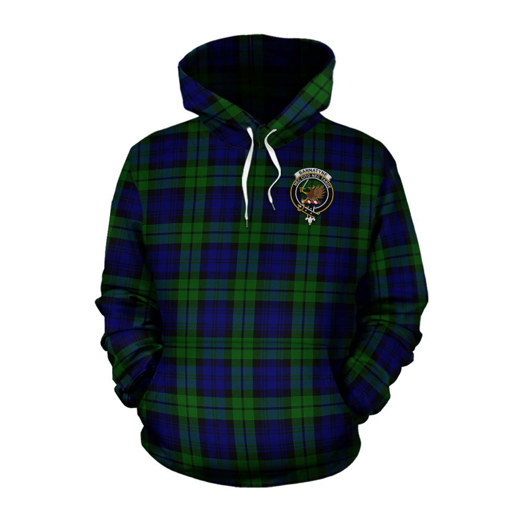 Tartan Vibes Clothing Bannatyne Tartan Cotton Hoodie with Family Crest Celtic Skull Style
