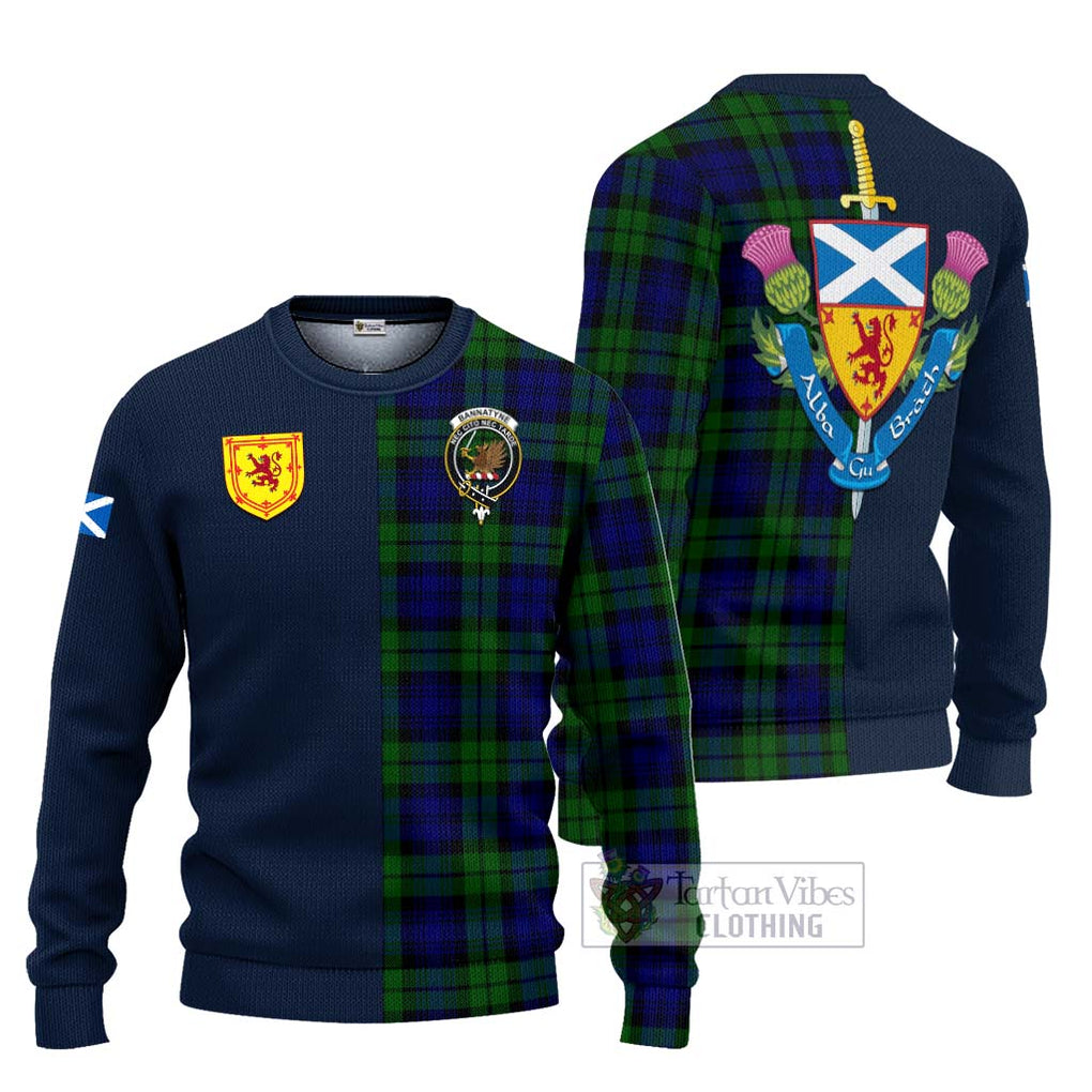 Tartan Vibes Clothing Bannatyne Tartan Knitted Sweater with Scottish Lion Royal Arm Half Style