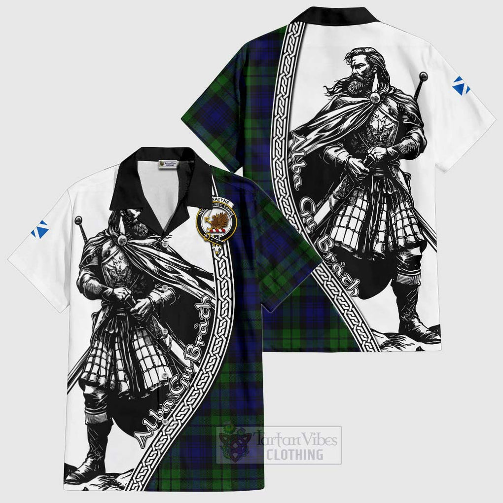 Tartan Vibes Clothing Bannatyne Tartan Clan Crest Short Sleeve Button Shirt with Highlander Warrior Celtic Style
