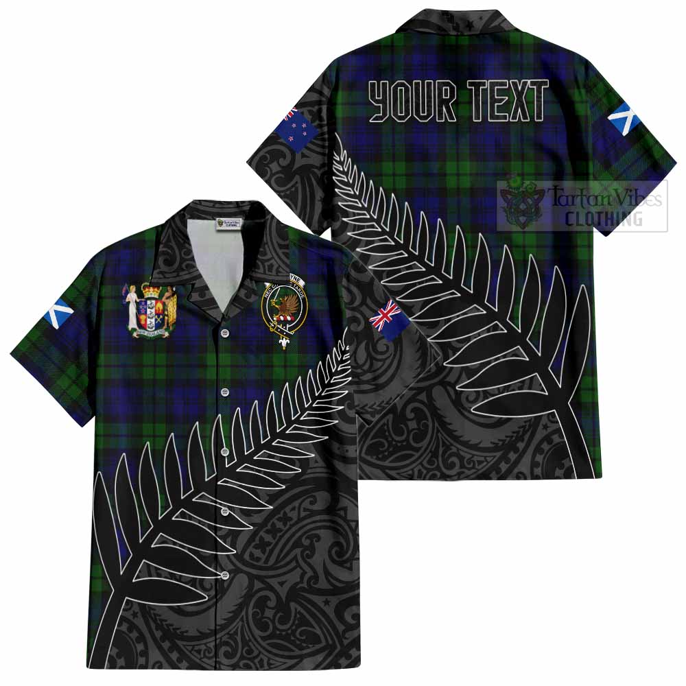 Tartan Vibes Clothing Bannatyne Crest Tartan Short Sleeve Button Shirt with New Zealand Silver Fern Half Style