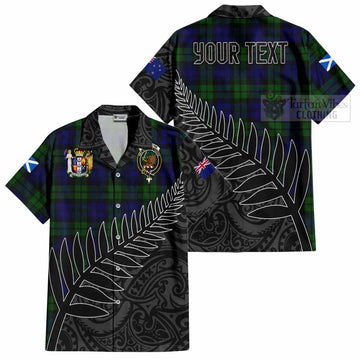 Tartan Vibes Clothing Bannatyne Crest Tartan Short Sleeve Button Shirt with New Zealand Silver Fern Half Style