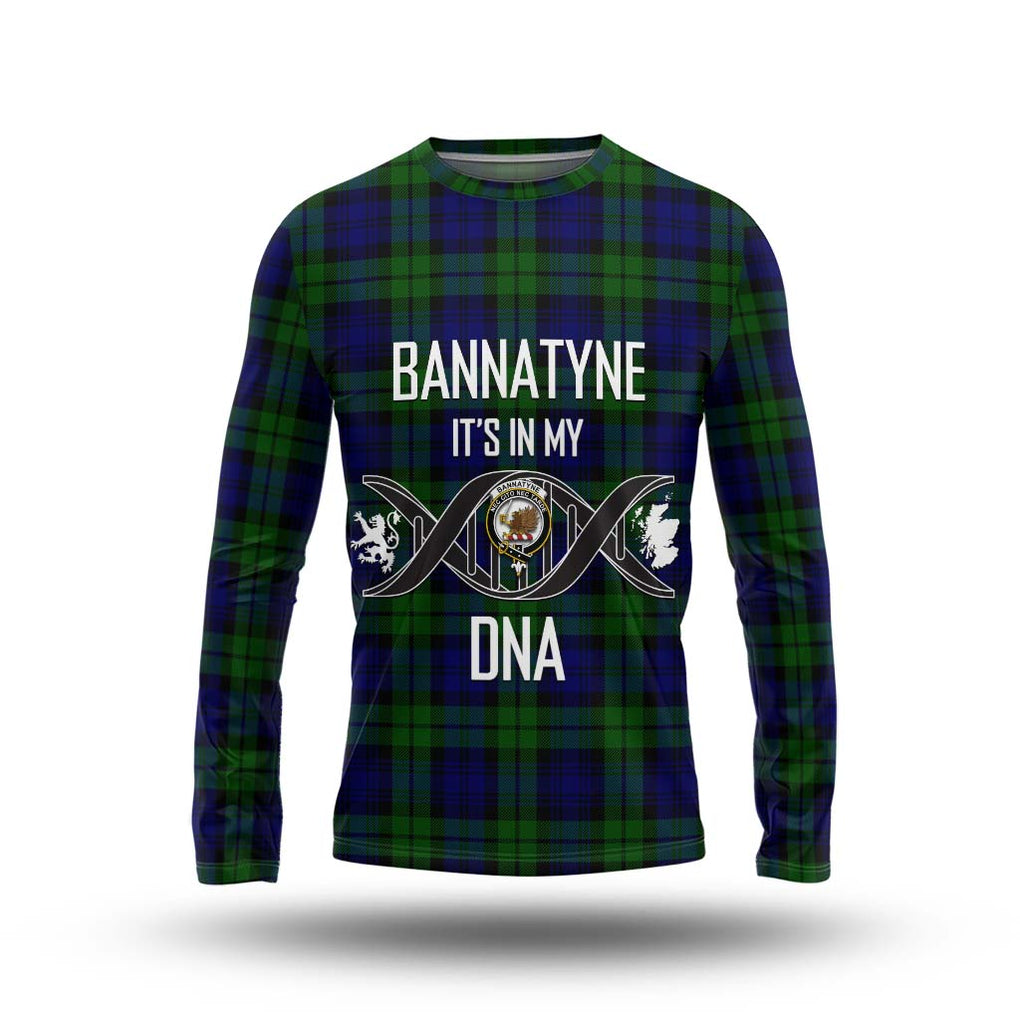 Bannatyne Tartan Long Sleeve T-Shirt with Family Crest DNA In Me Style Unisex - Tartanvibesclothing Shop
