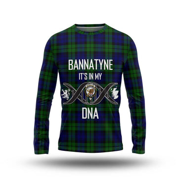 Bannatyne Tartan Long Sleeve T-Shirt with Family Crest DNA In Me Style Unisex - Tartanvibesclothing Shop