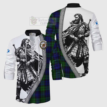 Tartan Vibes Clothing Bannatyne Tartan Clan Crest Ghillie Kilt Shirt with Highlander Warrior Celtic Style