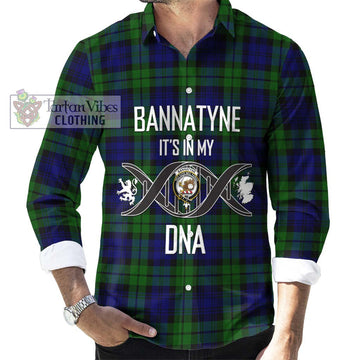 Bannatyne Tartan Long Sleeve Button Shirt with Family Crest DNA In Me Style Men's Shirt S - Tartanvibesclothing Shop