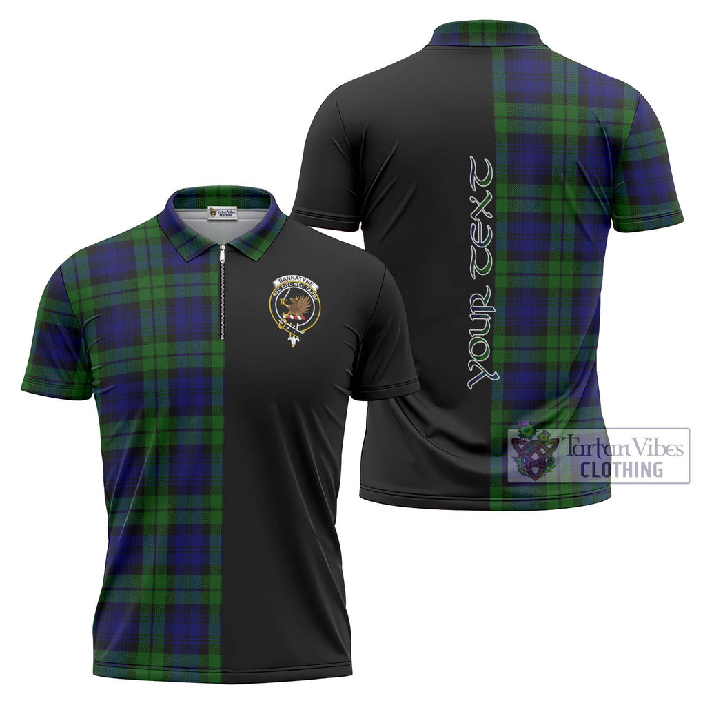 Bannatyne Tartan Zipper Polo Shirt with Family Crest and Half Of Me Style Unisex - Tartanvibesclothing Shop
