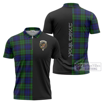 Bannatyne Tartan Zipper Polo Shirt with Family Crest and Half Of Me Style Unisex - Tartanvibesclothing Shop