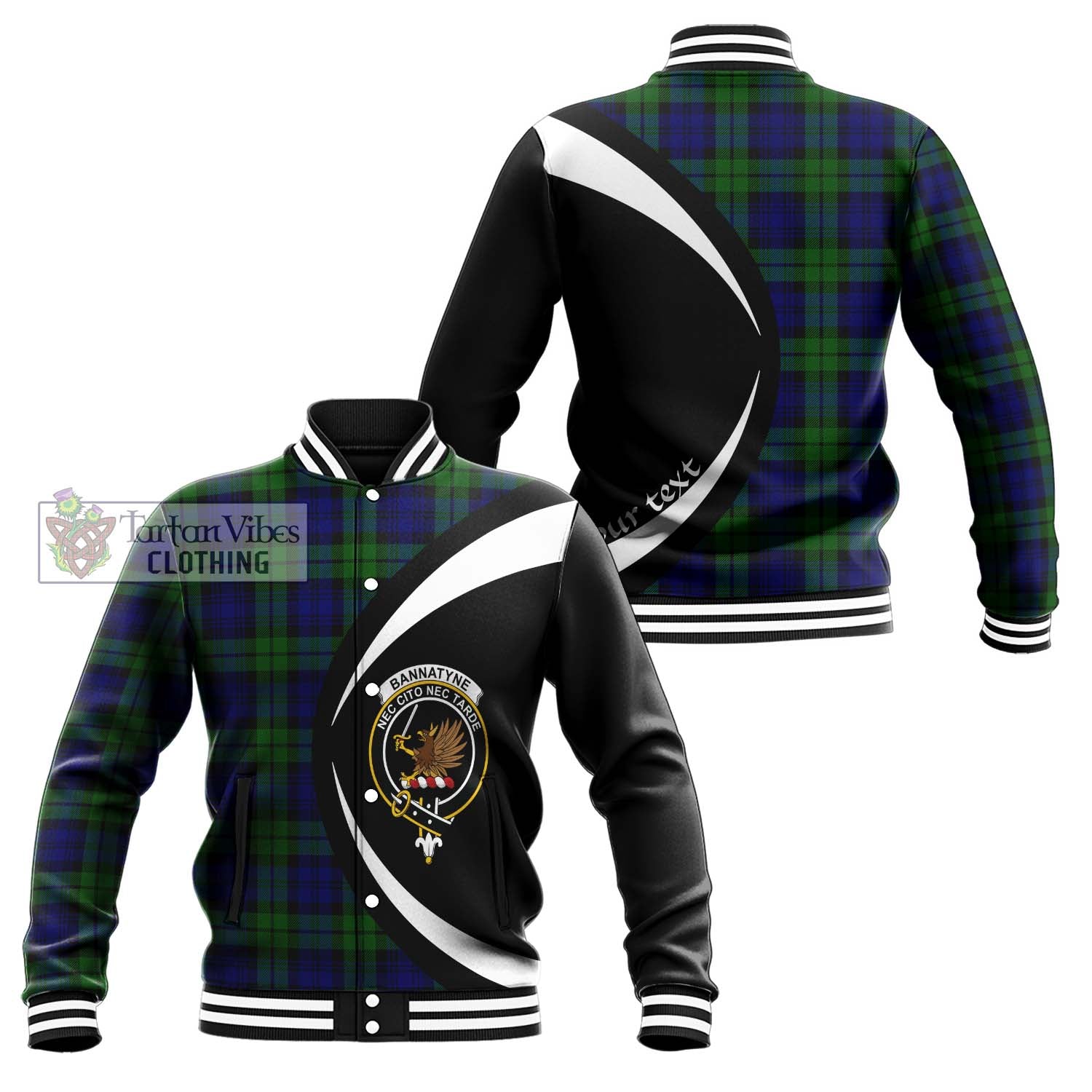 Bannatyne Tartan Baseball Jacket with Family Crest Circle Style Unisex - Tartan Vibes Clothing