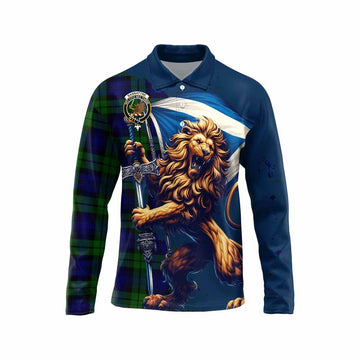 Tartan Vibes Clothing Bannatyne Tartan Family Crest Long Sleeve Polo Shirt with Scottish Majestic Lion