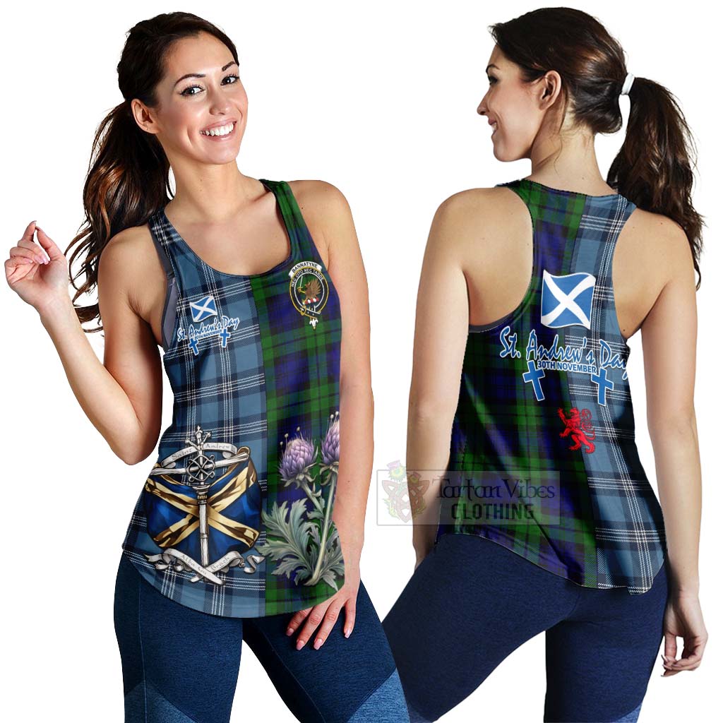 Bannatyne Tartan Women's Racerback Tanks Happy St. Andrew's Day Half Tartan Style 4XL - Tartan Vibes Clothing