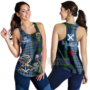 Bannatyne Tartan Women's Racerback Tanks Happy St. Andrew's Day Half Tartan Style 4XL - Tartan Vibes Clothing