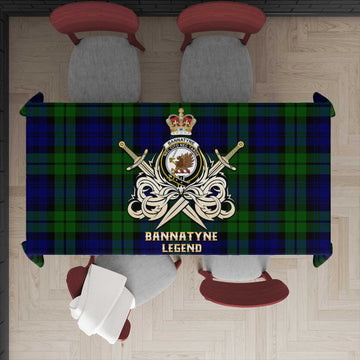 Tartan Vibes Clothing Bannatyne Tartan Tablecloth with Clan Crest and the Golden Sword of Courageous Legacy