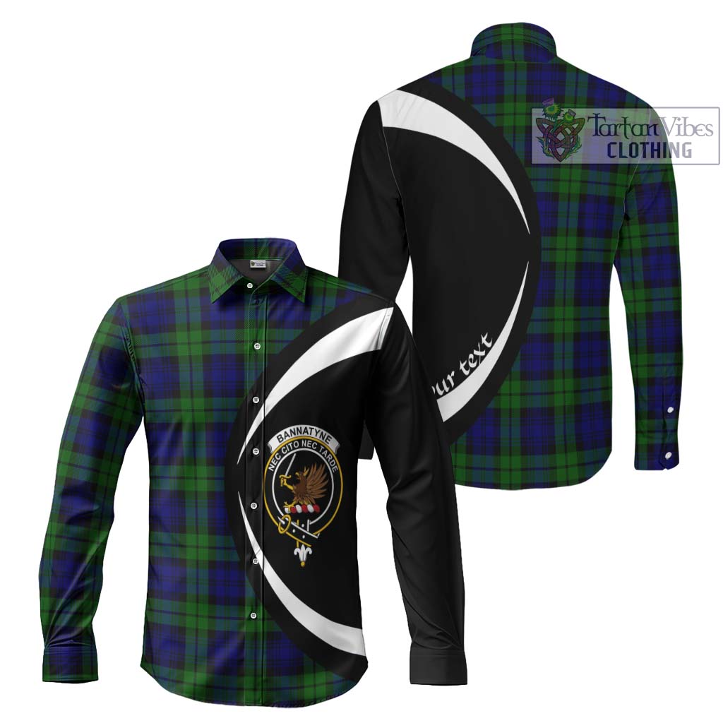 Bannatyne Tartan Long Sleeve Button Up with Family Crest Circle Style Men's Shirt S - Tartan Vibes Clothing