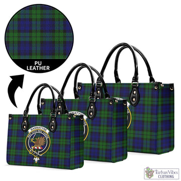 Tartan Vibes Clothing Bannatyne Tartan Luxury Leather Handbags with Family Crest