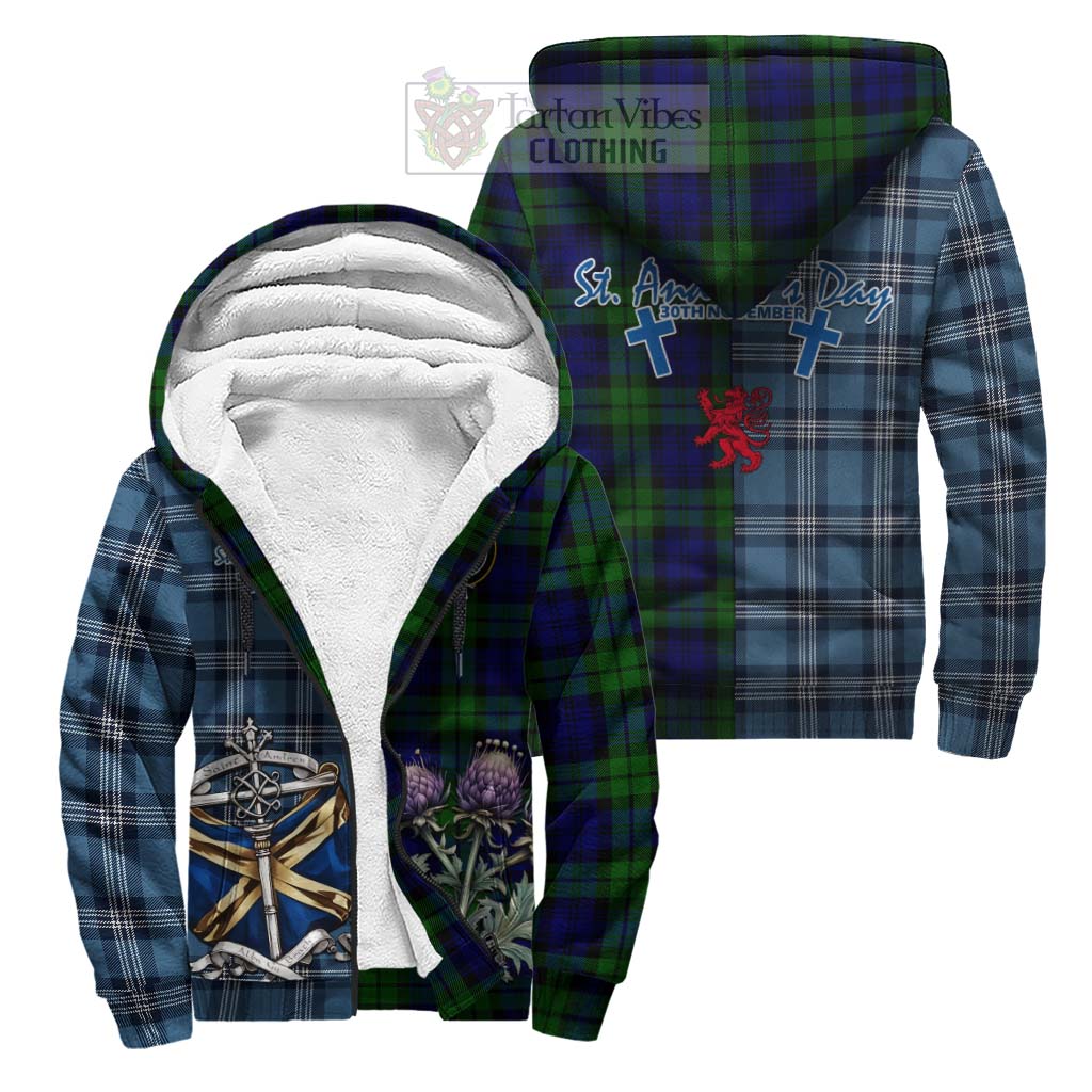 Tartan Vibes Clothing Bannatyne Tartan Sherpa Hoodie Happy St. Andrew's Day Half Tartan Style