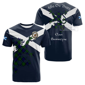 Tartan Vibes Clothing Bannatyne Tartan Lion Rampant Cotton T-shirt – Proudly Display Your Heritage with Alba Gu Brath and Clan Name