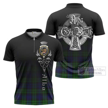 Tartan Vibes Clothing Bannatyne Tartan Zipper Polo Shirt Featuring Alba Gu Brath Family Crest Celtic Inspired
